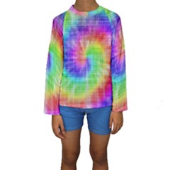 Watercolor-batik Kids  Long Sleeve Swimwear