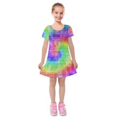 Watercolor-batik Kids  Short Sleeve Velvet Dress by nateshop