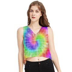 Watercolor-batik V-neck Cropped Tank Top by nateshop