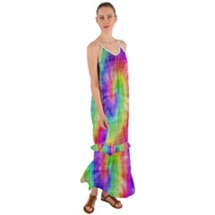 Watercolor-batik Cami Maxi Ruffle Chiffon Dress by nateshop