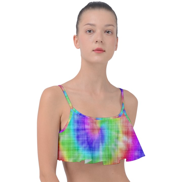 Watercolor-batik Frill Bikini Top