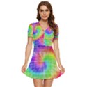 Watercolor-batik V-Neck High Waist Chiffon Mini Dress View1