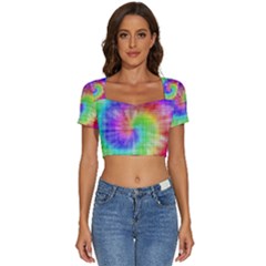 Watercolor-batik Short Sleeve Square Neckline Crop Top  by nateshop