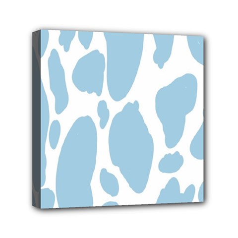 Cow Print, Aesthetic, Y, Blue, Baby Blue, Pattern, Simple Mini Canvas 6  X 6  (stretched) by nateshop