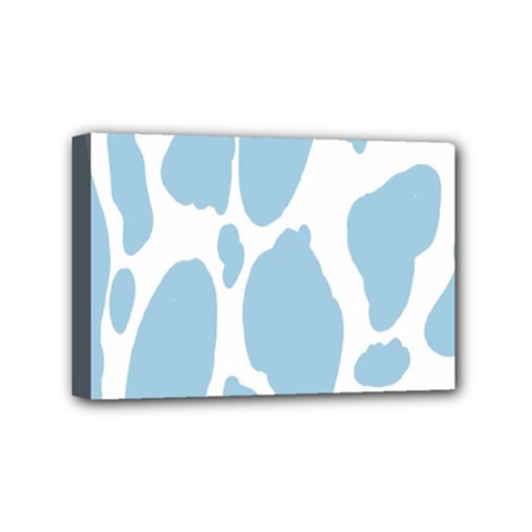 Cow Print, Aesthetic, Y, Blue, Baby Blue, Pattern, Simple Mini Canvas 6  X 4  (stretched) by nateshop