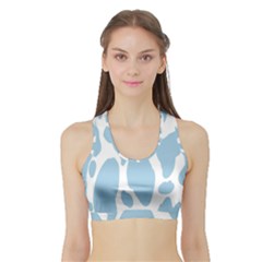 Cow Print, Aesthetic, Y, Blue, Baby Blue, Pattern, Simple Sports Bra With Border by nateshop