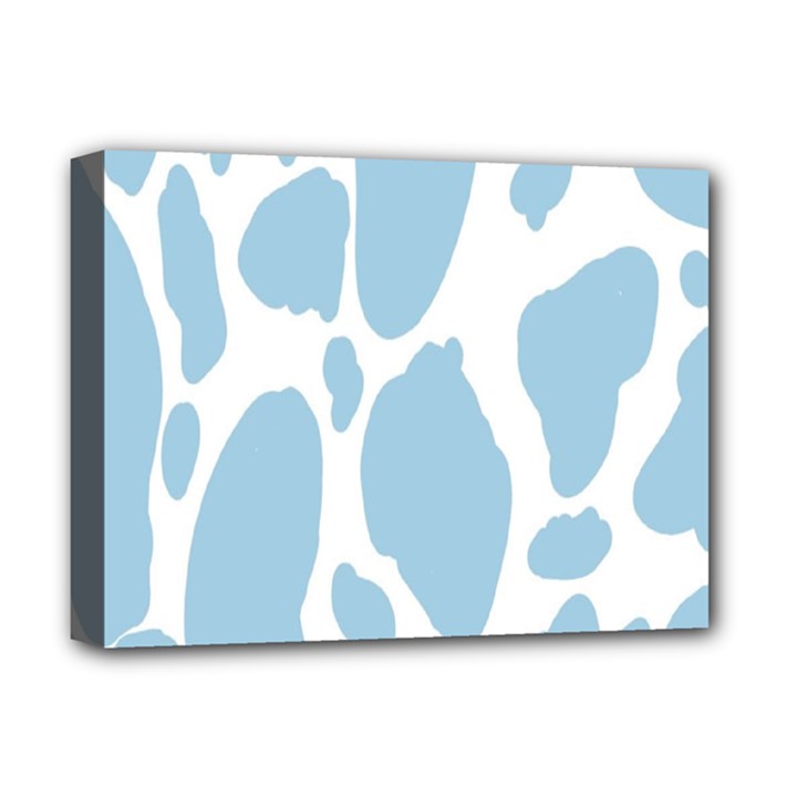 Cow Print, Aesthetic, Y, Blue, Baby Blue, Pattern, Simple Deluxe Canvas 16  x 12  (Stretched) 