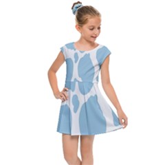 Cow Print, Aesthetic, Y, Blue, Baby Blue, Pattern, Simple Kids  Cap Sleeve Dress by nateshop