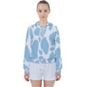 Cow Print, Aesthetic, Y, Blue, Baby Blue, Pattern, Simple Women s Tie Up Sweat View1