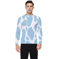 Cow Print, Aesthetic, Y, Blue, Baby Blue, Pattern, Simple Men s Long Sleeve Rash Guard by nateshop