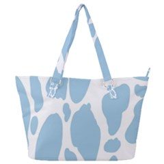 Cow Print, Aesthetic, Y, Blue, Baby Blue, Pattern, Simple Full Print Shoulder Bag by nateshop