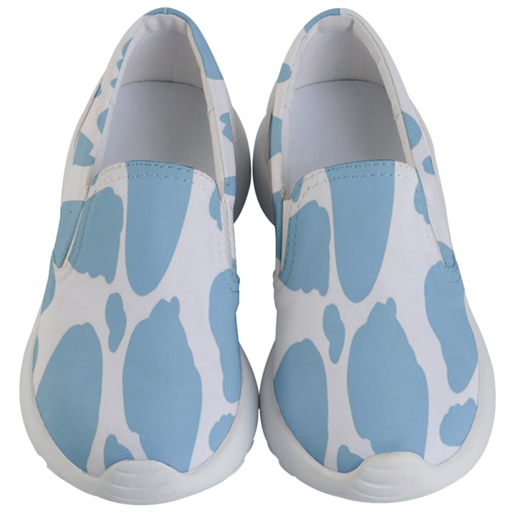 Cow Print, Aesthetic, Y, Blue, Baby Blue, Pattern, Simple Kids Lightweight Slip Ons