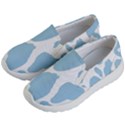 Cow Print, Aesthetic, Y, Blue, Baby Blue, Pattern, Simple Kids Lightweight Slip Ons View2