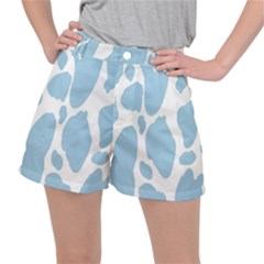 Cow Print, Aesthetic, Y, Blue, Baby Blue, Pattern, Simple Women s Ripstop Shorts by nateshop