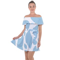 Cow Print, Aesthetic, Y, Blue, Baby Blue, Pattern, Simple Off Shoulder Velour Dress by nateshop