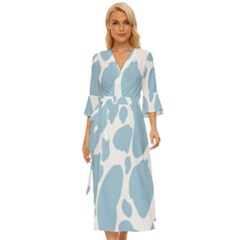 Cow Print, Aesthetic, Y, Blue, Baby Blue, Pattern, Simple Midsummer Wrap Dress by nateshop