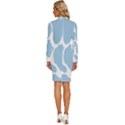 Cow Print, Aesthetic, Y, Blue, Baby Blue, Pattern, Simple Long Sleeve Shirt Collar Bodycon Dress View4