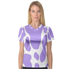 Cow Print, Aesthetic,violelilac, Animal, Purple, Simple V-neck Sport Mesh T-shirt