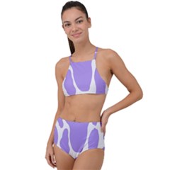 Cow Print, Aesthetic,violelilac, Animal, Purple, Simple Halter Tankini Set by nateshop