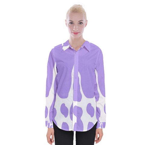 Cow Print, Aesthetic,violelilac, Animal, Purple, Simple Womens Long Sleeve Shirt by nateshop