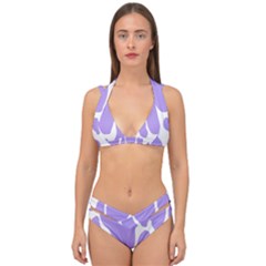 Cow Print, Aesthetic,violelilac, Animal, Purple, Simple Double Strap Halter Bikini Set by nateshop