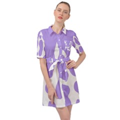 Cow Print, Aesthetic,violelilac, Animal, Purple, Simple Belted Shirt Dress by nateshop