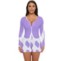 Cow Print, Aesthetic,Violelilac, Animal, Purple, Simple Long Sleeve Boyleg Swimsuit View1