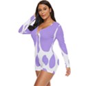 Cow Print, Aesthetic,Violelilac, Animal, Purple, Simple Long Sleeve Boyleg Swimsuit View2