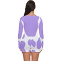 Cow Print, Aesthetic,Violelilac, Animal, Purple, Simple Long Sleeve Boyleg Swimsuit View4