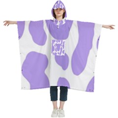 Cow Print, Aesthetic,violelilac, Animal, Purple, Simple Women s Hooded Rain Ponchos by nateshop