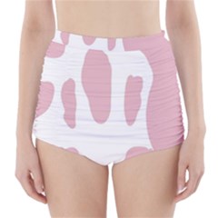 Cow Print, Pink, Design, Pattern, Animal, Baby Pink, Simple, High-waisted Bikini Bottoms by nateshop