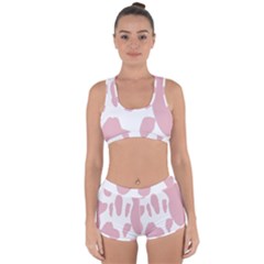 Cow Print, Pink, Design, Pattern, Animal, Baby Pink, Simple, Racerback Boyleg Bikini Set by nateshop