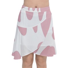 Cow Print, Pink, Design, Pattern, Animal, Baby Pink, Simple, Chiffon Wrap Front Skirt by nateshop