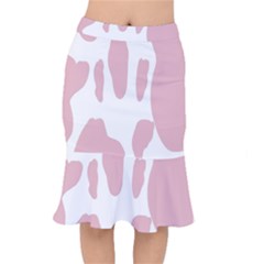 Cow Print, Pink, Design, Pattern, Animal, Baby Pink, Simple, Short Mermaid Skirt by nateshop