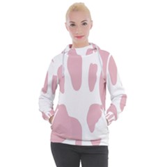 Cow Print, Pink, Design, Pattern, Animal, Baby Pink, Simple, Women s Hooded Pullover by nateshop