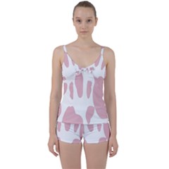 Cow Print, Pink, Design, Pattern, Animal, Baby Pink, Simple, Tie Front Two Piece Tankini by nateshop