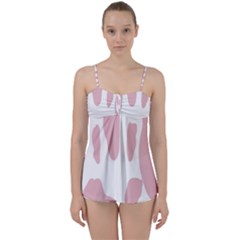 Cow Print, Pink, Design, Pattern, Animal, Baby Pink, Simple, Babydoll Tankini Set by nateshop