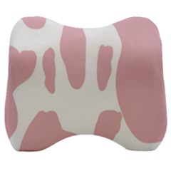 Cow Print, Pink, Design, Pattern, Animal, Baby Pink, Simple, Velour Head Support Cushion by nateshop