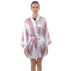 Cow Print, Pink, Design, Pattern, Animal, Baby Pink, Simple, Long Sleeve Satin Kimono by nateshop