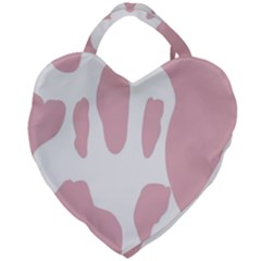 Cow Print, Pink, Design, Pattern, Animal, Baby Pink, Simple, Giant Heart Shaped Tote by nateshop