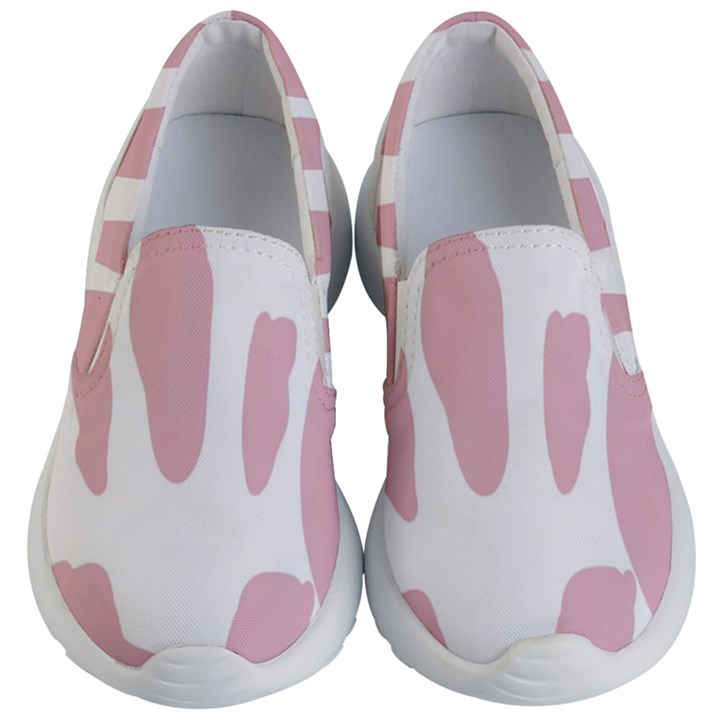 Cow Print, Pink, Design, Pattern, Animal, Baby Pink, Simple, Kids Lightweight Slip Ons