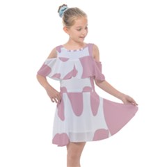 Cow Print, Pink, Design, Pattern, Animal, Baby Pink, Simple, Kids  Shoulder Cutout Chiffon Dress by nateshop