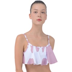 Cow Print, Pink, Design, Pattern, Animal, Baby Pink, Simple, Frill Bikini Top by nateshop