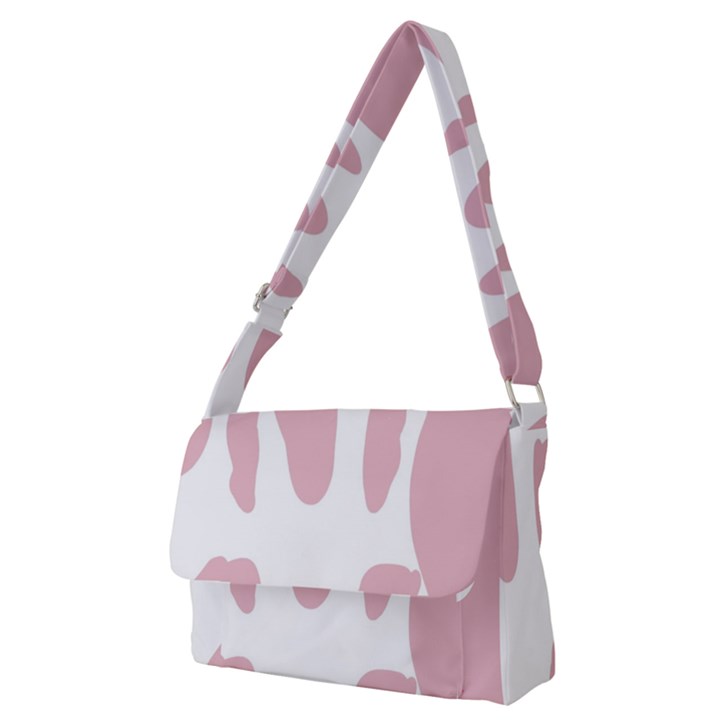 Cow Print, Pink, Design, Pattern, Animal, Baby Pink, Simple, Full Print Messenger Bag (M)