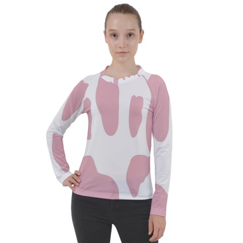 Cow Print, Pink, Design, Pattern, Animal, Baby Pink, Simple, Women s Pique Long Sleeve T-shirt by nateshop