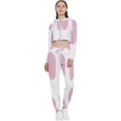 Cow Print, Pink, Design, Pattern, Animal, Baby Pink, Simple, Cropped Zip Up Lounge Set by nateshop