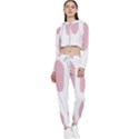 Cow Print, Pink, Design, Pattern, Animal, Baby Pink, Simple, Cropped Zip Up Lounge Set View1