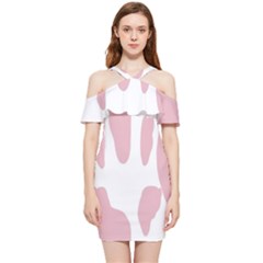 Cow Print, Pink, Design, Pattern, Animal, Baby Pink, Simple, Shoulder Frill Bodycon Summer Dress by nateshop