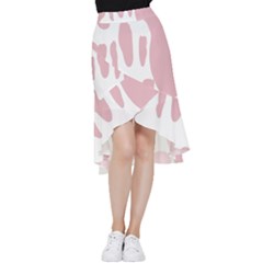 Cow Print, Pink, Design, Pattern, Animal, Baby Pink, Simple, Frill Hi Low Chiffon Skirt by nateshop