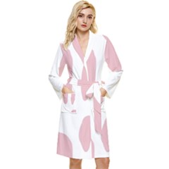 Cow Print, Pink, Design, Pattern, Animal, Baby Pink, Simple, Long Sleeve Velvet Robe by nateshop